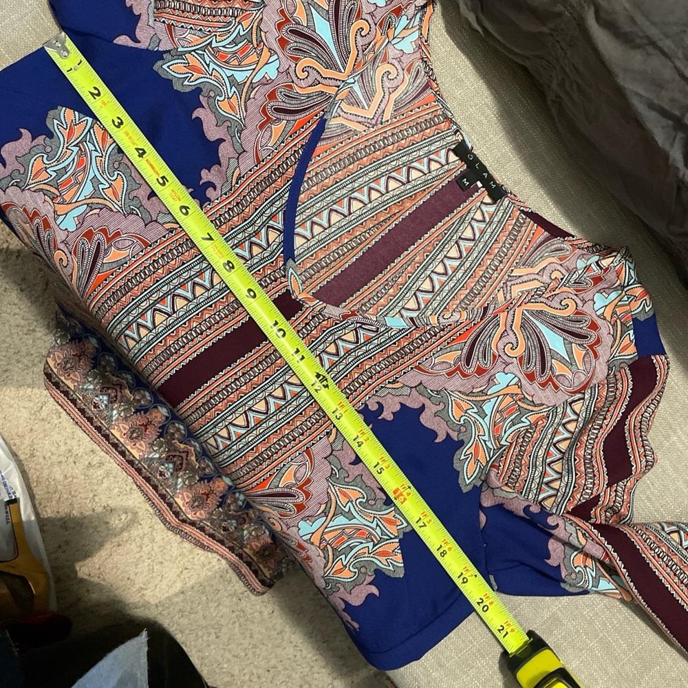 Glam MultiColored Dress Size M Geometric Print Paisley Motifs Vibrant Classic - Picture 12 of 13